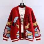 Disney-Cartoon-Anime-Series-Donald-Duck-Japanese-Vintage-Cute-Cartoon-Embroidery-Knitted-Cardigans-New-Fashion-Outwear